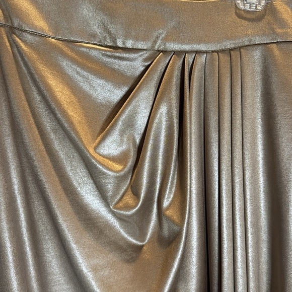 Cache Gold Metalic Shiny drape mini skirt size Large - Picture 3 of 10